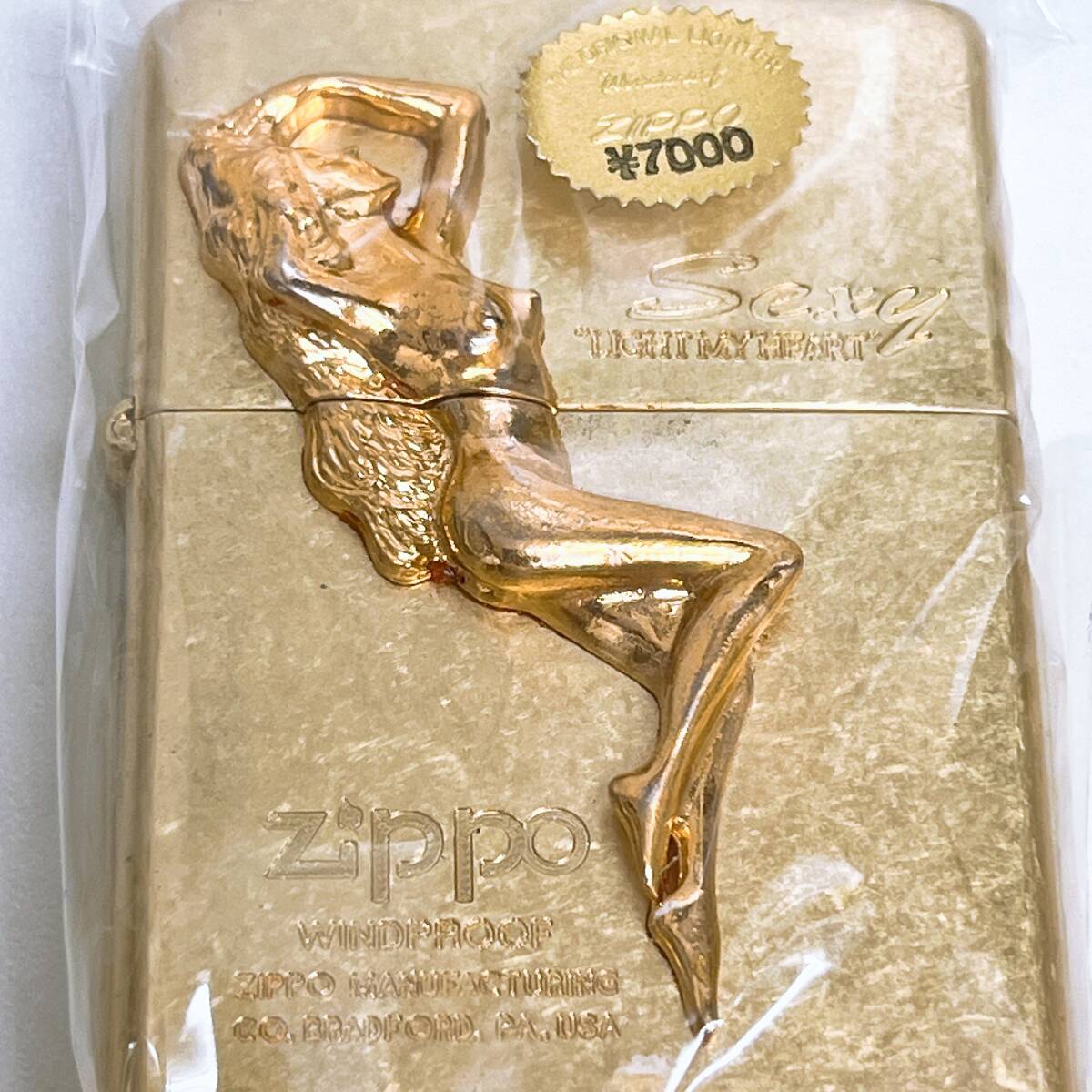 未使用 1995年製 Sexy light my hear セクシーガール ゴールドカラー 金色 ZIPPO ジッポー オイルライターの画像3