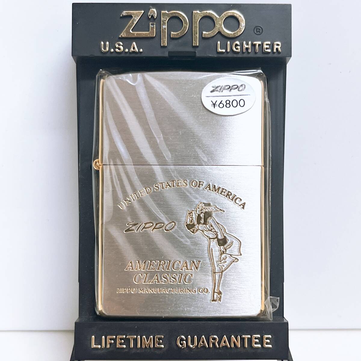 1円スタート　未使用　1995年製　 AMERICAN CLASSIC　シルバー＆ゴールドカラー　Windy　ウィンディ　ZIPPO　ジッポー　オイルライター_画像1