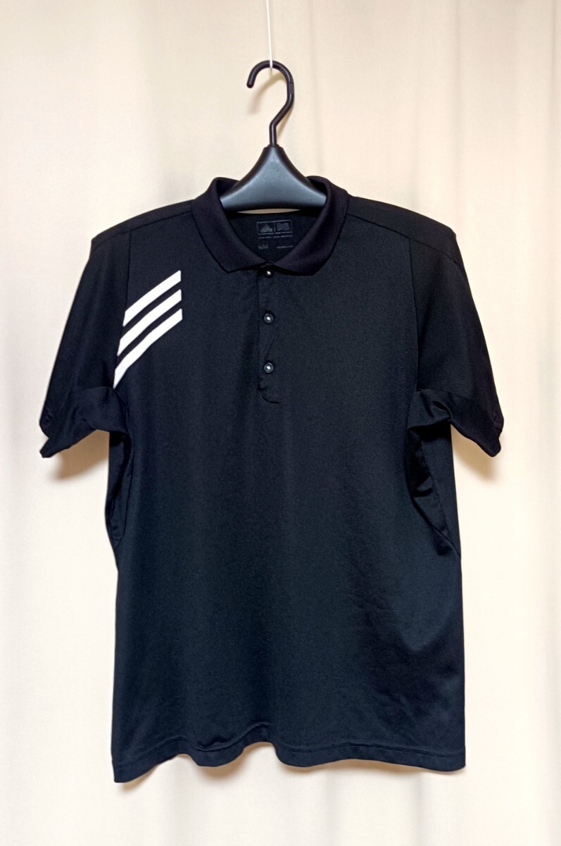 ☆まとめていかがでしょうか□■adidas GOLF■□ 半袖 速乾ポロシャツ ゴルフウェア キャップ フラットビル M 黒 白 BK /WH セット☆SALE◎_画像2