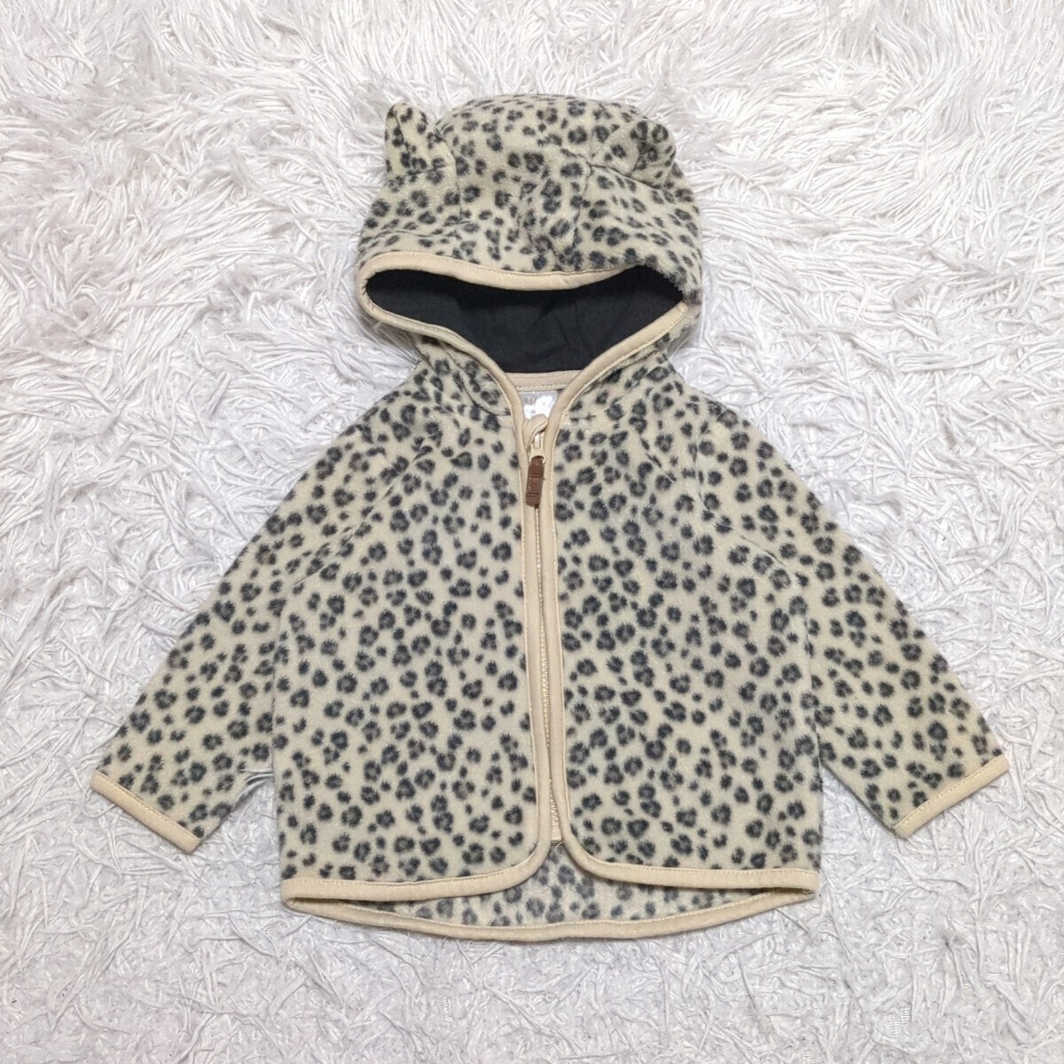 【送料無料】H&M エイチアンドエム ジップアップ パーカー 68cm 4-6month ヒョウ柄 ベビー 子供服の画像1