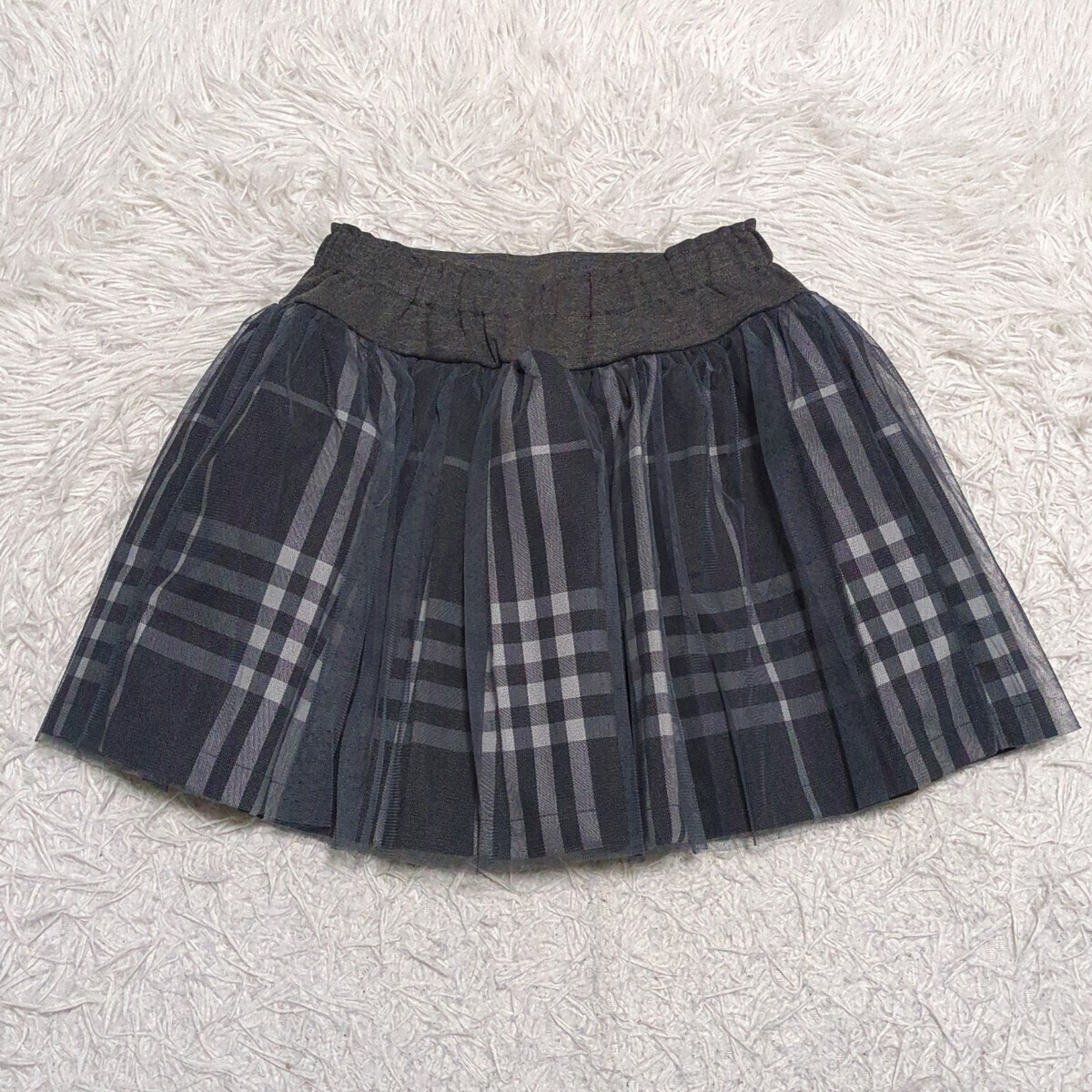 【送料無料】Rora japan ローラ チュール スカート 130cm ウエストゴム チェック キッズ 子供服の画像2