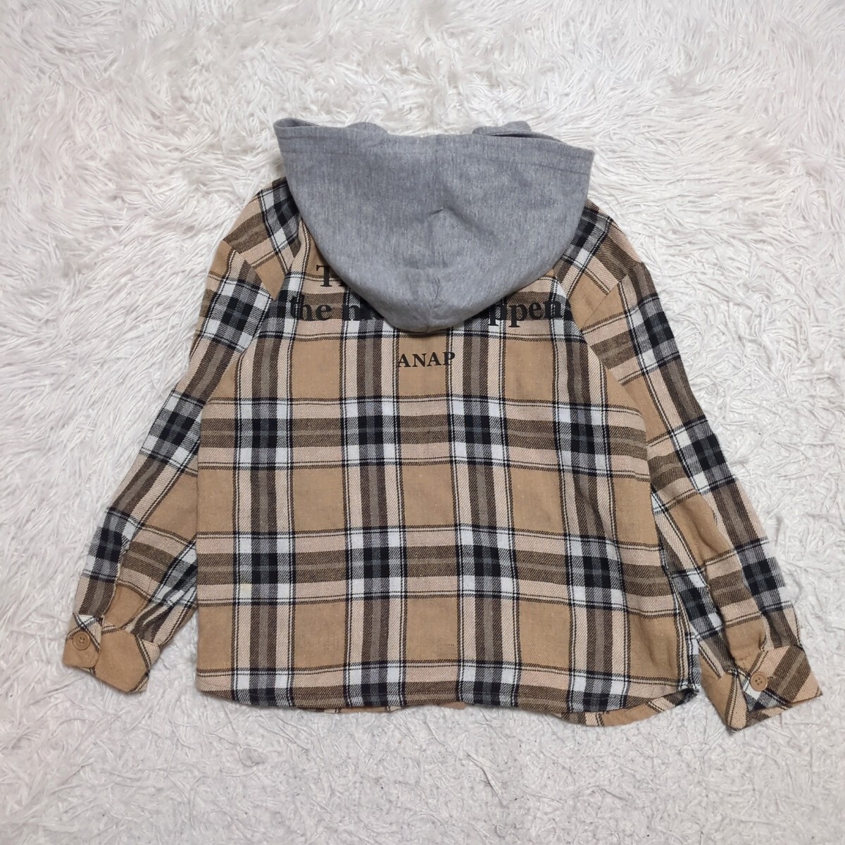 【送料無料】ANAP KIDS　アナップキッズ　長袖　シャツ　羽織り　L　125－135㎝　チェック　キッズ　子供服_画像2