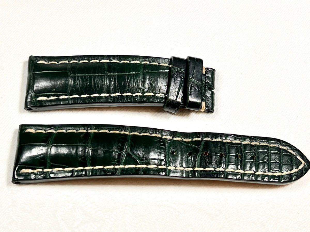 ブライトリング 純正ベルト レザー グリーン（緑）24㎜20㎜用 メンズ腕時計用　良品・中古品　１円スタート_画像1