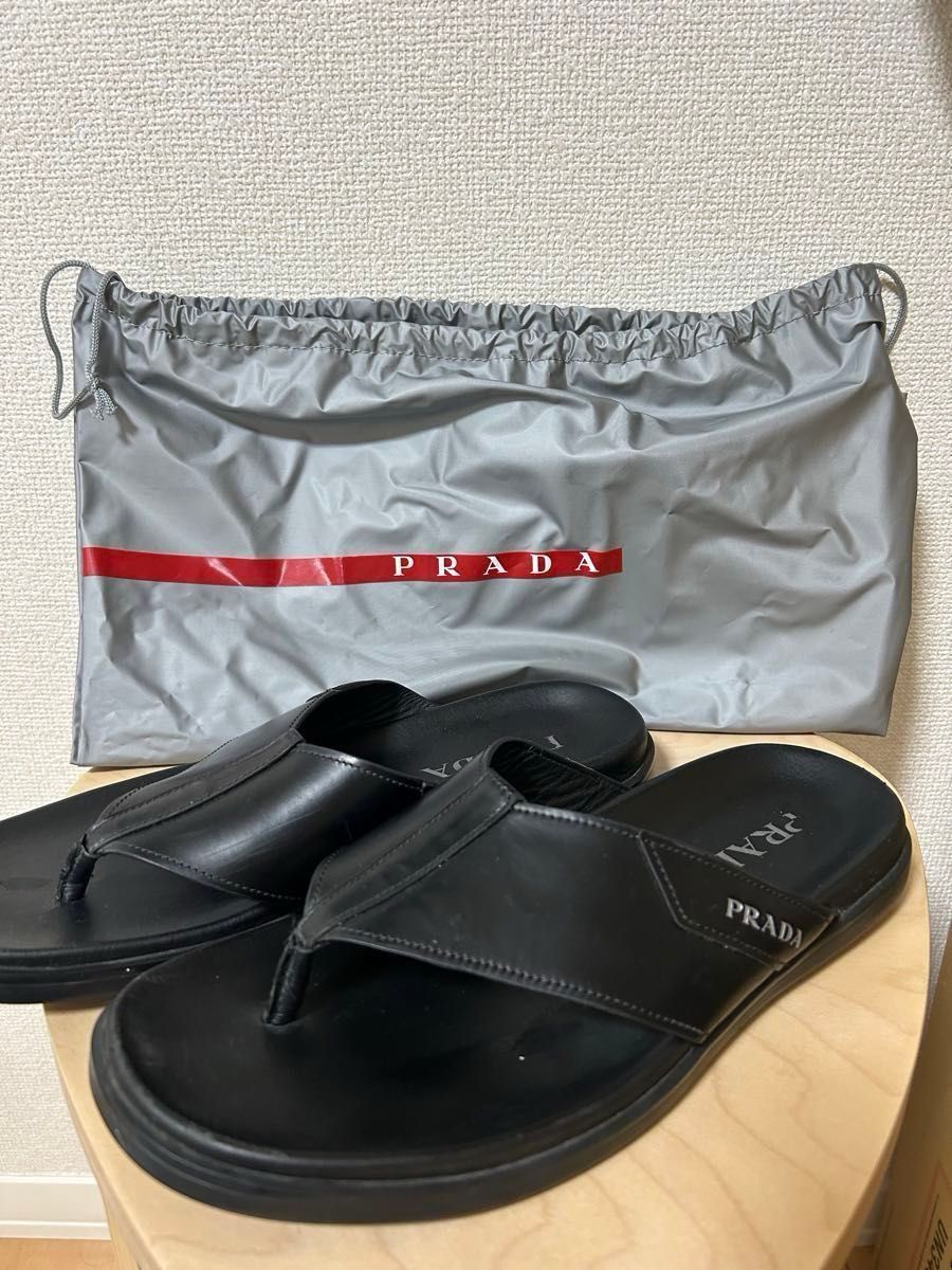 【希少・美品】PRADA プラダ ロゴ サンダル レザー 黒 2Y3057