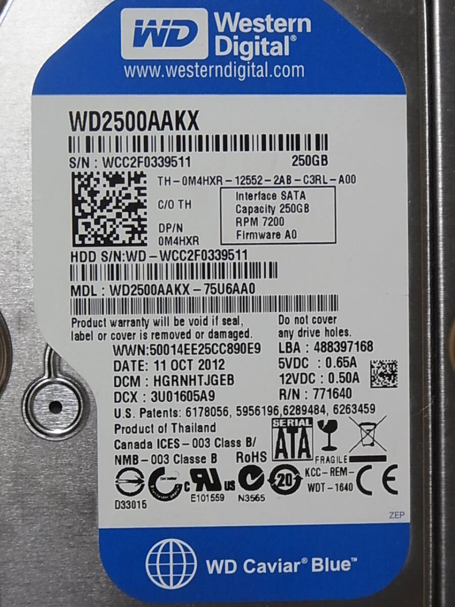 ◎Western Digital WD Blue WD2500AAKX 250G SATA600 DELL M4HXR (IH1014S)_画像3