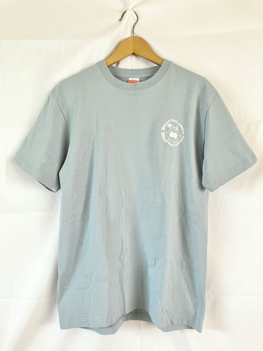 ★BOAT RACE ASHIYA（ボートレース 芦屋） Tシャツ（L/くすみブルーグレー/アシ夢/キャラクタープリント入り/競艇）_画像1