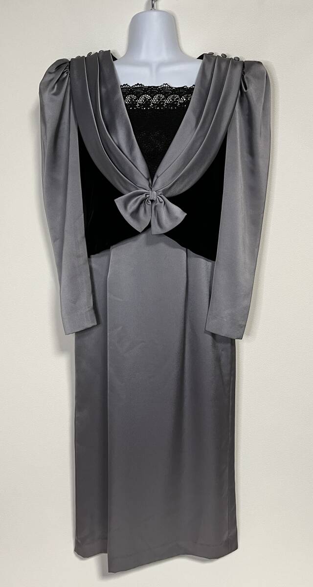  color dress One-piece long dress gray satin Masquerade 9 number 