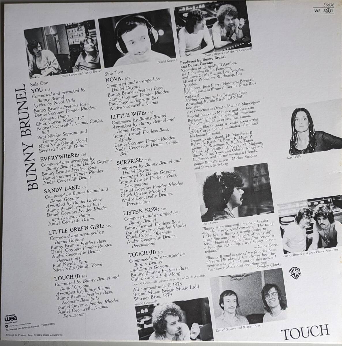 美盤・輸入盤　ダニエル・ゴヨン　LPレコード「BUNNY BRUNEL/TOUCH」_画像2