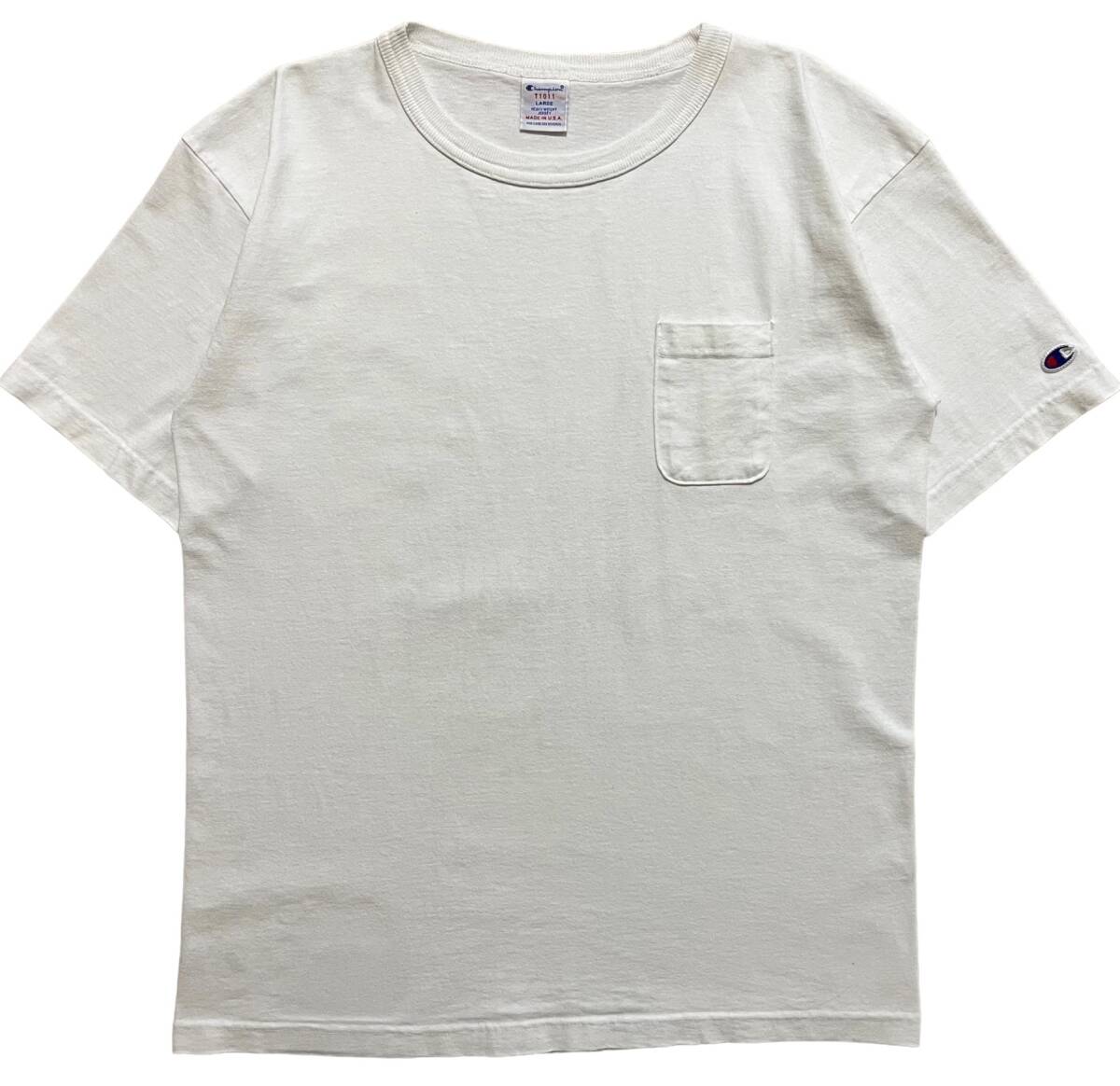 チャンピオン Champion UAS製 T1011 ポケット Tシャツ LARGE ホワイト_画像1