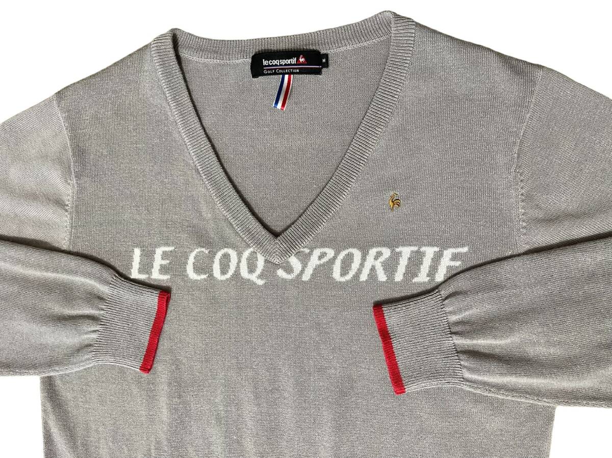 ルコックスポルティフ ゴルフ le coq sportifGOLF ゴルフウェア 春秋モデル ロゴ抜き Vネック セーター M グレー_画像3