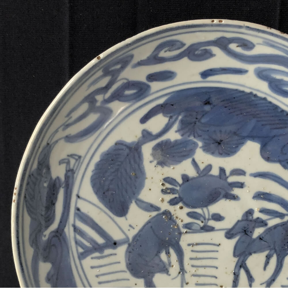 ◇F897 古染付 皿 径19.5cm 中国古陶磁の画像9