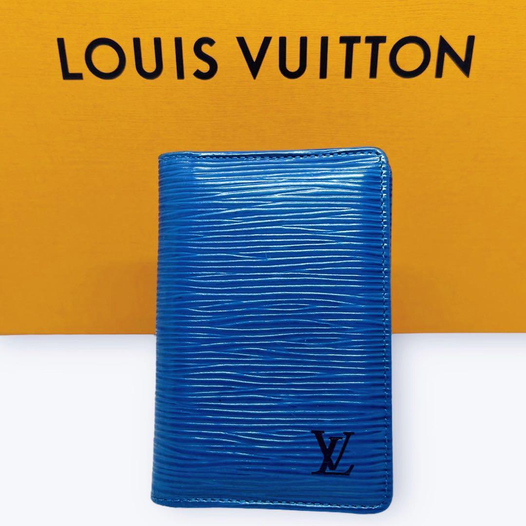 【希少カラー/ブルー】LOUISVUITTON ルイヴィトン エピ 名刺入れ カードケース パスケース 定期入 メンズ LVロゴ ビッグロゴ レザー 革 青_画像2