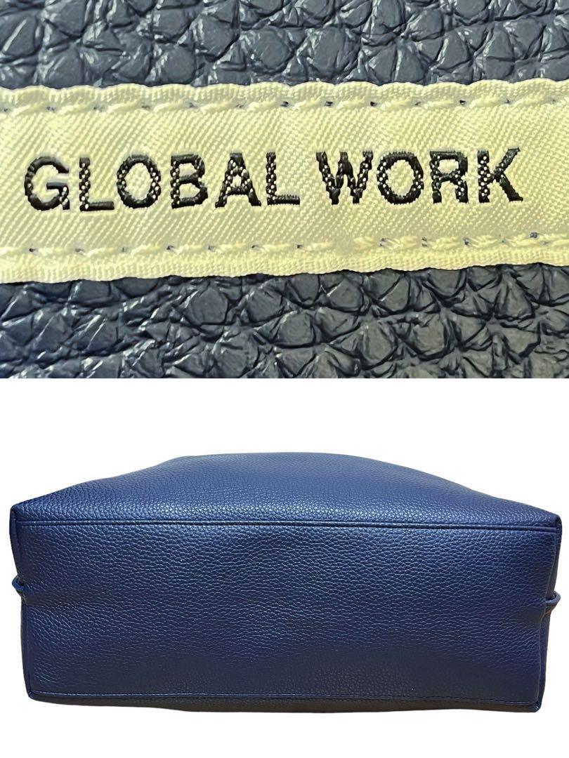 [ rare color / blue ]GLOBALWORK glow bar Work Chevrolet The - leather tote bag shoulder .. business A4 possible high capacity men's navy blue commuting going to school 