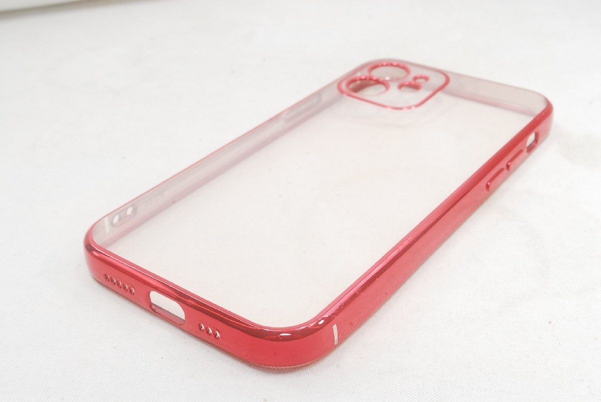 ★新品未使用品★iPhone12 アイフォン12 ソフトケース クリア TPU 透明 赤 レッド RED★_画像3