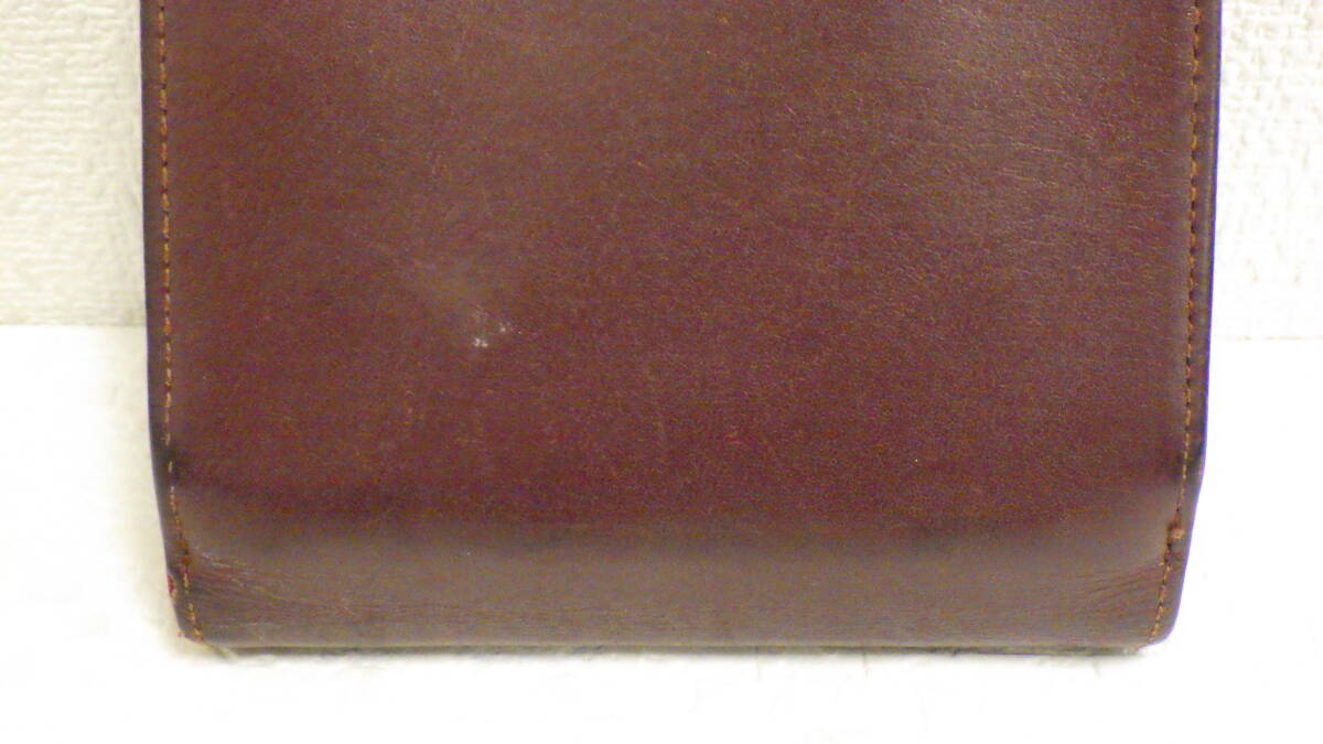 #13081C Cartier カルティエ マストライン カーフレザー ボルドー 二つ折り財布 がま口 金具ゴールド 箱・カード有り 現状品の画像5