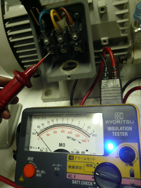 ☆マルヤマエクセル 3.7KW モータ直結プランジャーポンプ MW2HP35EL6-U 中古（5馬力）新品調圧弁付　モータ直結洗浄機搭載用_絶縁抵抗良好です。漏電は見られません。