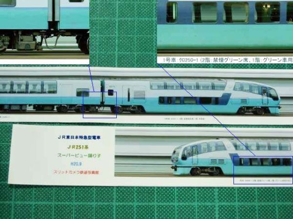 ☆JR251系スーパービュー踊り子（顔料インク使用）10連 【鉄道スリット写真】30mm幅 002-2☆_部分拡大