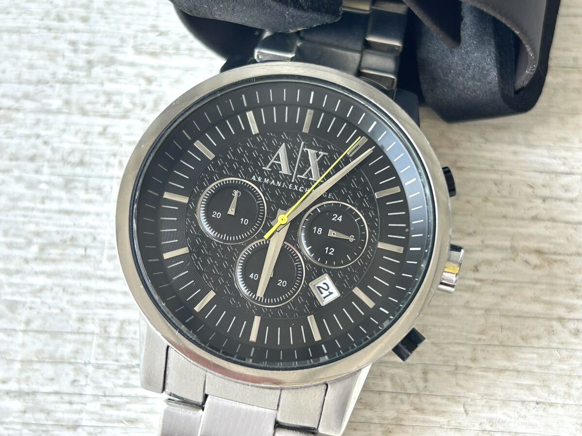 アルマーニエクスチェンジ　腕時計　Armani Exchange. メンズ　AX2063　クロノグラフ　ブラック×シルバー 箱付き　美品_画像2