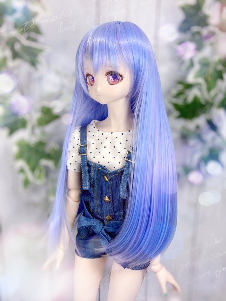 ●ドールウィッグ*ロングヘアー*あじさい色*9～9.5インチ（MDD DD SD SmartDollなど）●doll wig*dollwig●_画像3