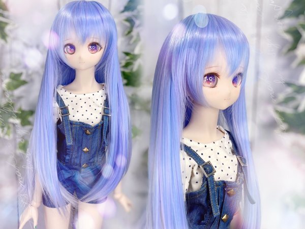 ●ドールウィッグ*ロングヘアー*あじさい色*9～9.5インチ（MDD DD SD SmartDollなど）●doll wig*dollwig●_画像1