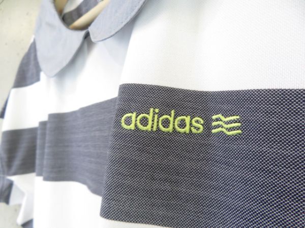 【送料300円可】4150b2◆美品です◆吸汗速乾◆adidas golf アディダスゴルフ マリンボーダー 半袖ドライポロシャツ OT/ジャケット/女性_画像5