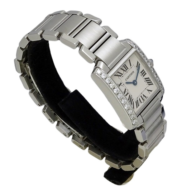 Cartier カルティエ タンクフランセーズSM W51008Q3 アフターダイヤモンド クォーツ レディース 腕時計【美品中古】_画像3