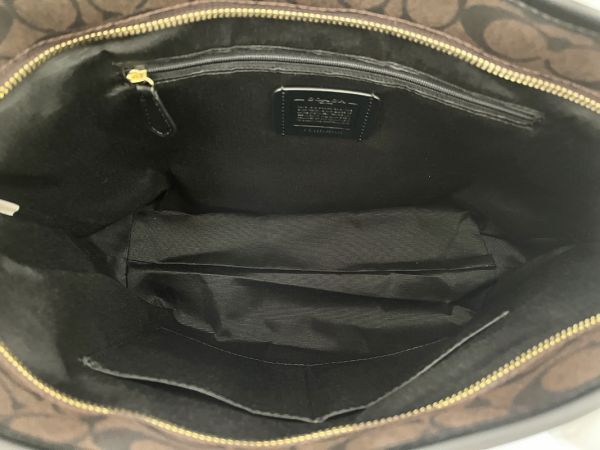 コーチ COACH トートバッグ 肩掛け レディース PVC×レザー ブラウン×ブラック F58292 保存袋付き 新品未使用_画像3