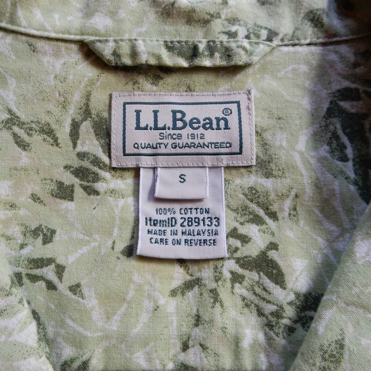 ほぼ新品 LLBean トロピック・シャツ 緑 JapanFit Sサイズの画像3