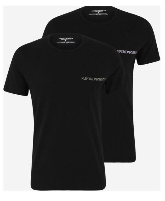 エンポリオアルマーニ 2枚組 Tシャツ インナーTシャツ アルマーニ Lサイズ EMPORIO ARMANI ベーシックモデル 黒2枚の画像1