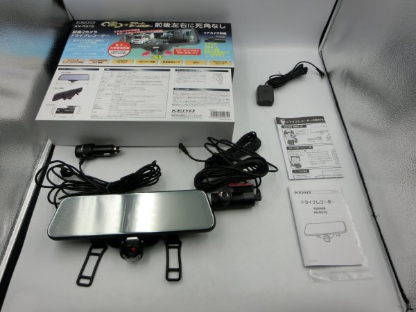 【中古現状品・未使用品】KEIYO 前後2カメラ フロント360度 ドライブレコーダー AN-R076 箱付き SDカードアダプター欠品 ZA3B-T80-5MA694_画像3