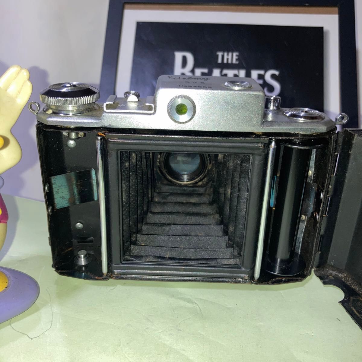 アンティークウェルミー6×6蛇腹レンジファィンダー中判フィルムスプリングカメラ外観メンテ有塗装機能動作完動品レンズ本体メンテ済美品