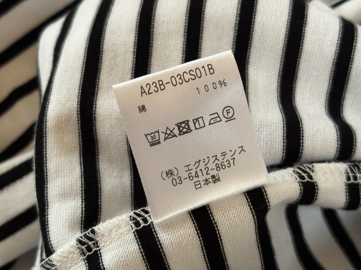 Markaware マーカウェア オーガニックコットン コンパクト 60//2 ボーダー天竺 ボックスTee S/S, White x Black サイズ2 2023SS 新品未使用_画像9