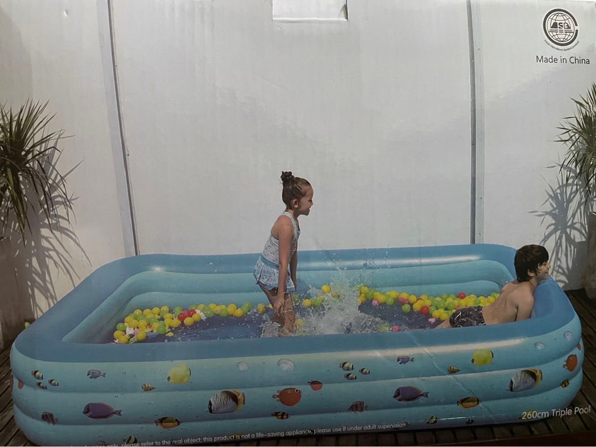 ビニールプール 大型 ファミリープール 家庭用　260×175×55cm 水遊び