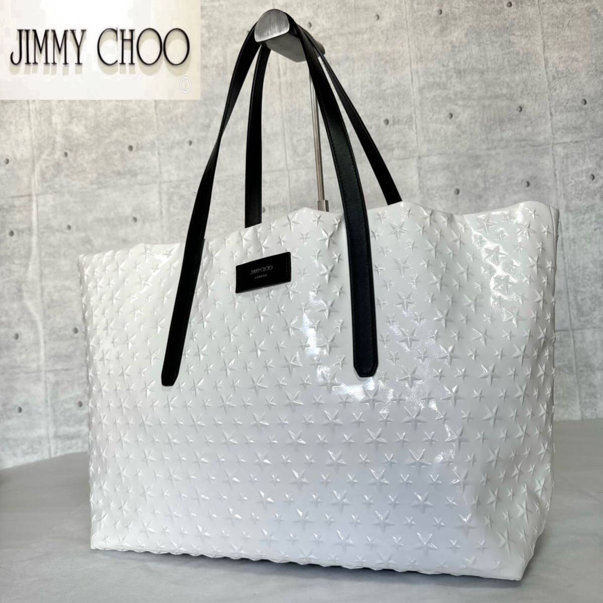  прекрасный товар JIMMY CHOO PIMLICO белый pa палатка кожа Jimmy Choo pim Rico en Boss Star ручная сумочка большая сумка плечо .. возможность A4