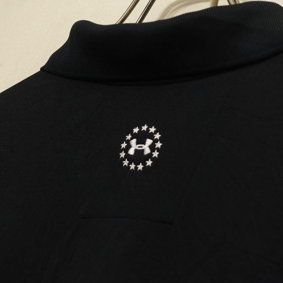 【美品】UNDER ARMOUR 半袖ポロシャツ XL ブラック ワッペン 刺繍
