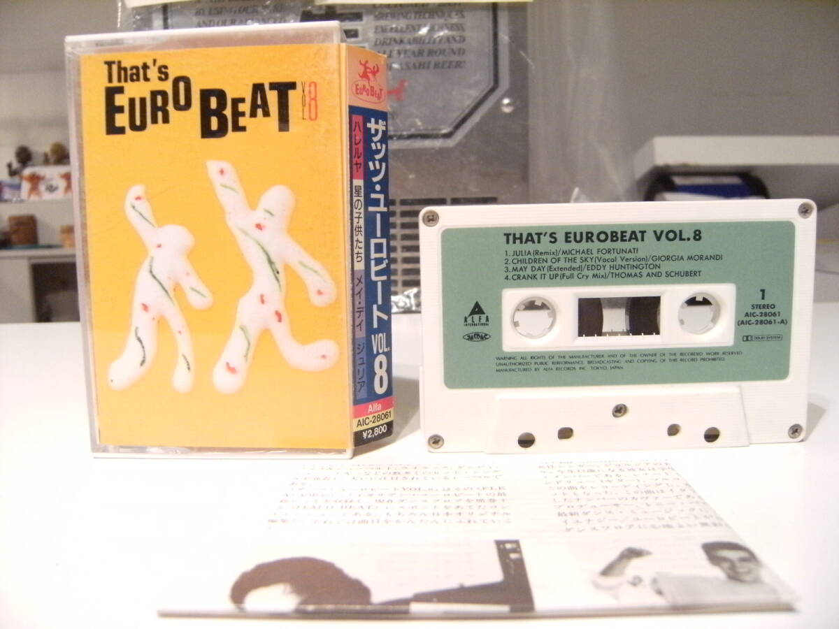  records out of production cassette * Showa Retro * that time thing 1988 year That\'s EUROBEAT vol.8 euro beat cassette tape album * disco old car yan key Dance 