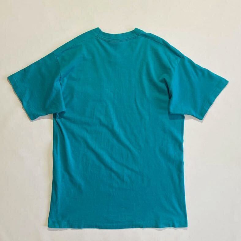 良好☆ビッグサイズ 80s 90s USA製 BVD ポケット付き Tシャツ L エメラルドブルー 水色 ビンテージ 無地 ポケT_画像2