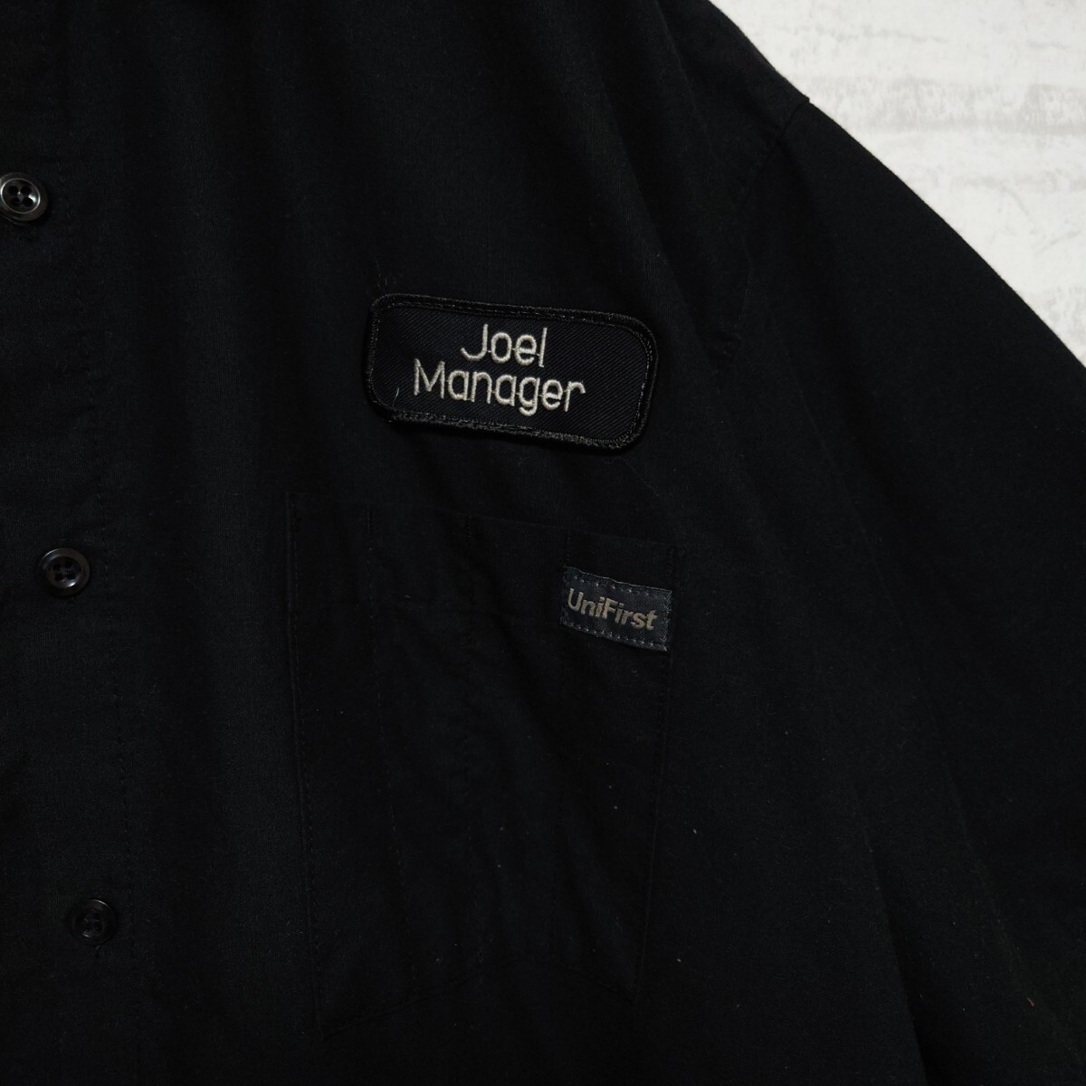 《メキシコ製》 Uni Weave ワークシャツ Valvoline 縦ラインロゴ 半袖シャツ ブラック_画像4