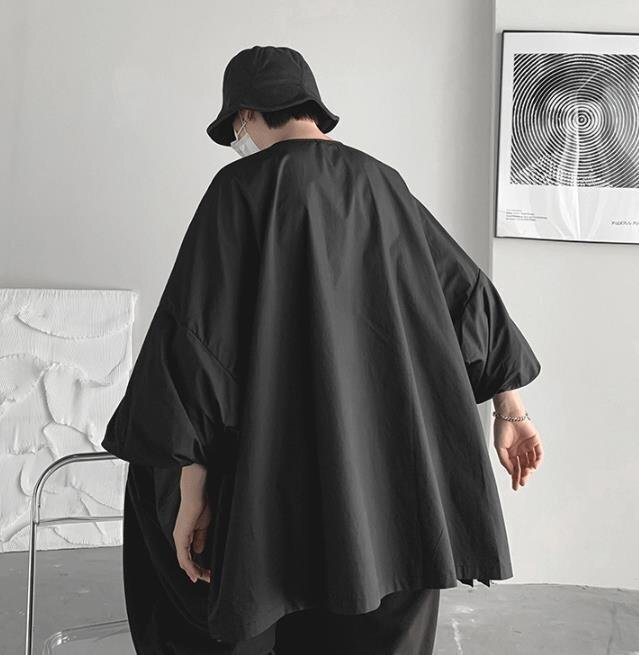 メンズ　ブラック　シャツ パーカー 大きいサイズ　快適 7分袖 トップス シンプル カジュアル_画像3