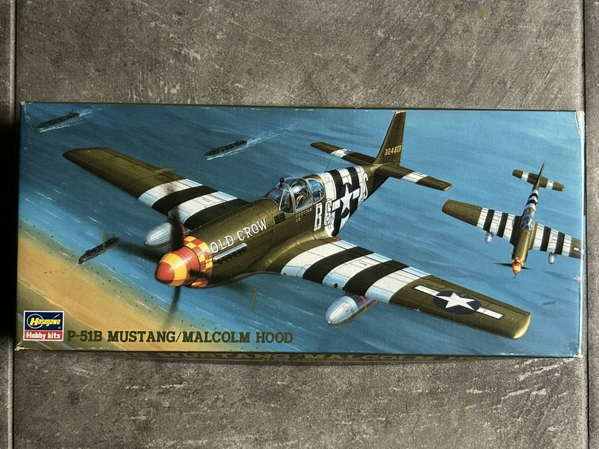 ハセガワ 1/72 P-51B ムスタング マルコム フード 米陸軍 戦闘機 内袋未開封 箱難 〒350円 定形外郵便(追跡補償無)他_画像1