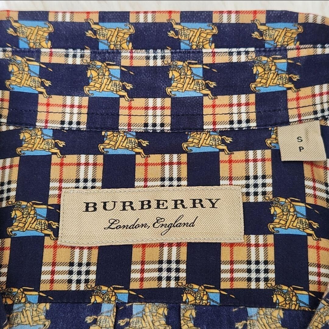 未使用級 超美品 現行品 BURBERRY バーバリー シャツ 長袖 S ノバチェック ホースロゴ総柄 メンズ カジュアルシャツ_画像8