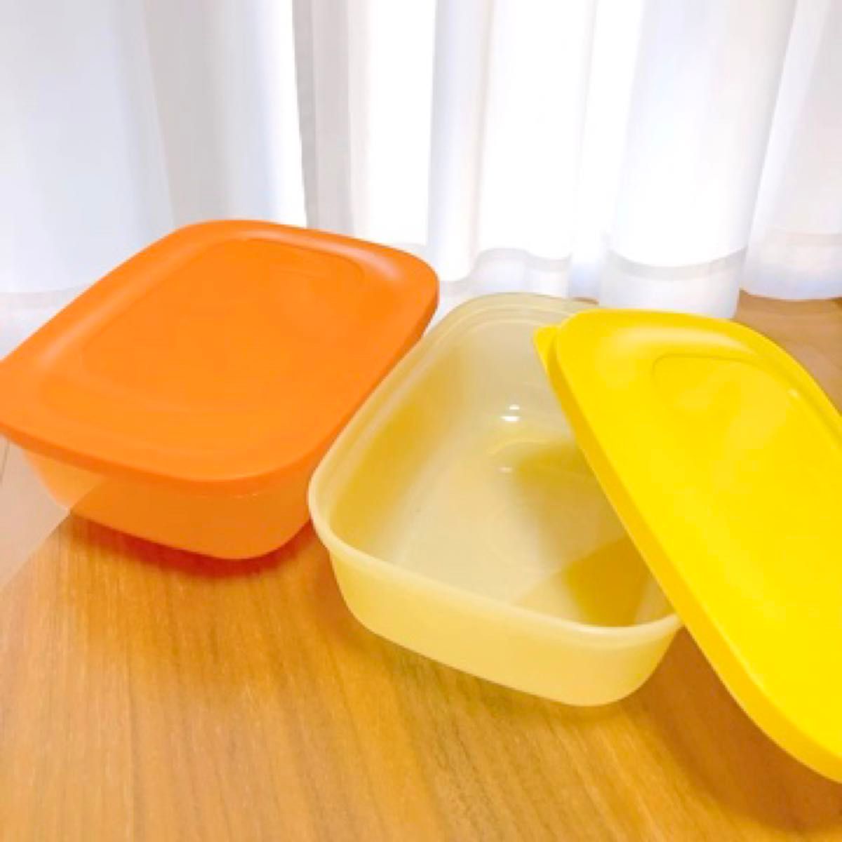 新品 未使用 タッパーウェア 2個セット イエロー オレンジ タッパーウエア tupperware 食品保存容器