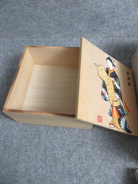 大津絵 桐箱 [B33527] 高さ11.5cm 縦31cm 横18.5cm 藤娘 小箱 文箱 小物入れ 古道具 古玩 古美術_画像6