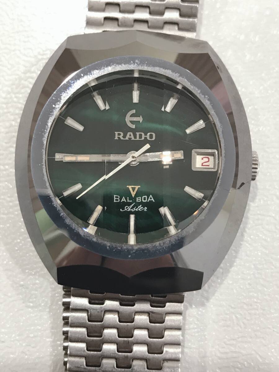 【稼働】RADO BALBOA Aster 腕時計 自動巻き デイト カットガラス グリーン文字盤 ラドー バルボア アスターの画像1