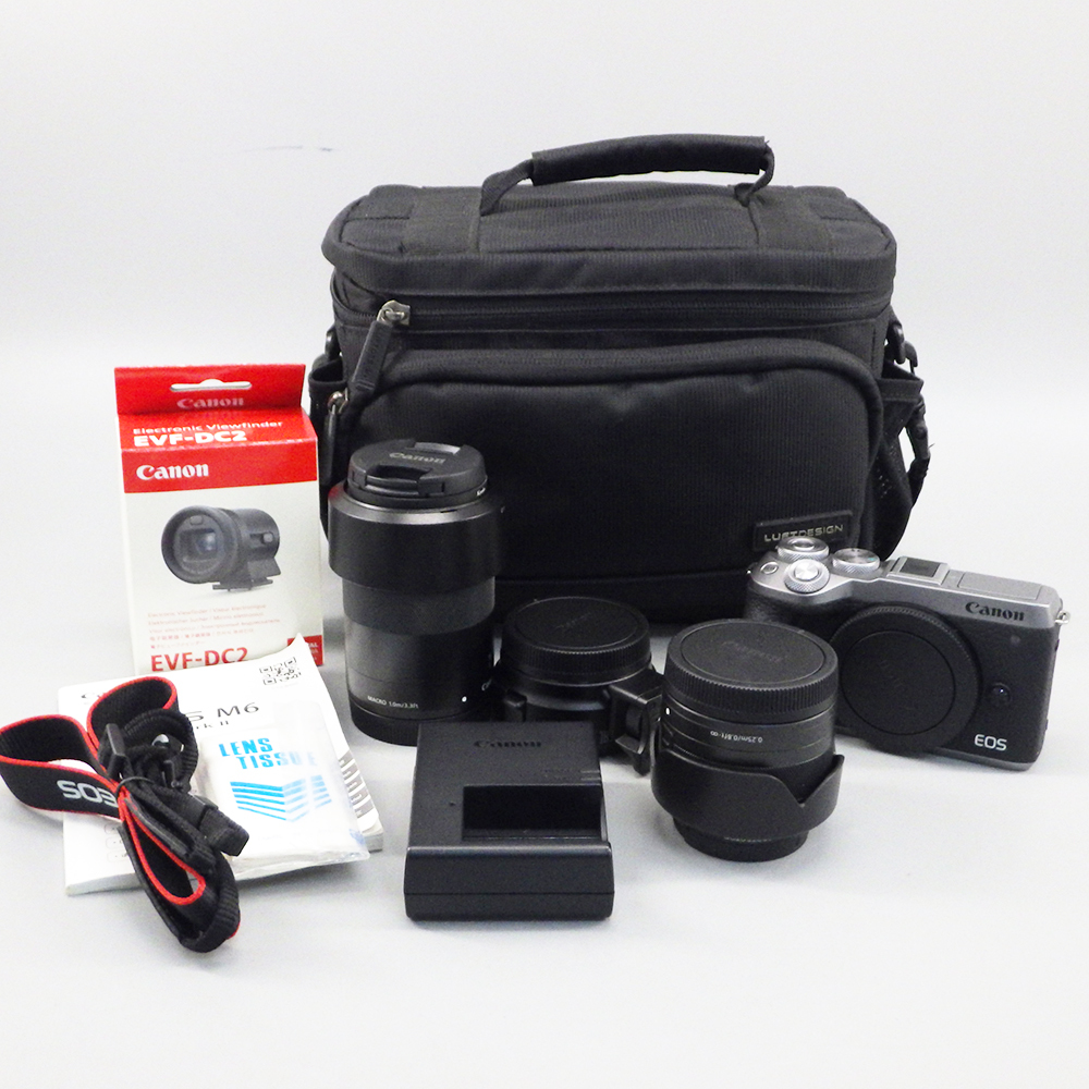 1 jpy ~ Canon Canon EOS M6 Mark II double zoom kit * electrification * shutter verification settled present condition goods camera 52-2637185[O commodity ]