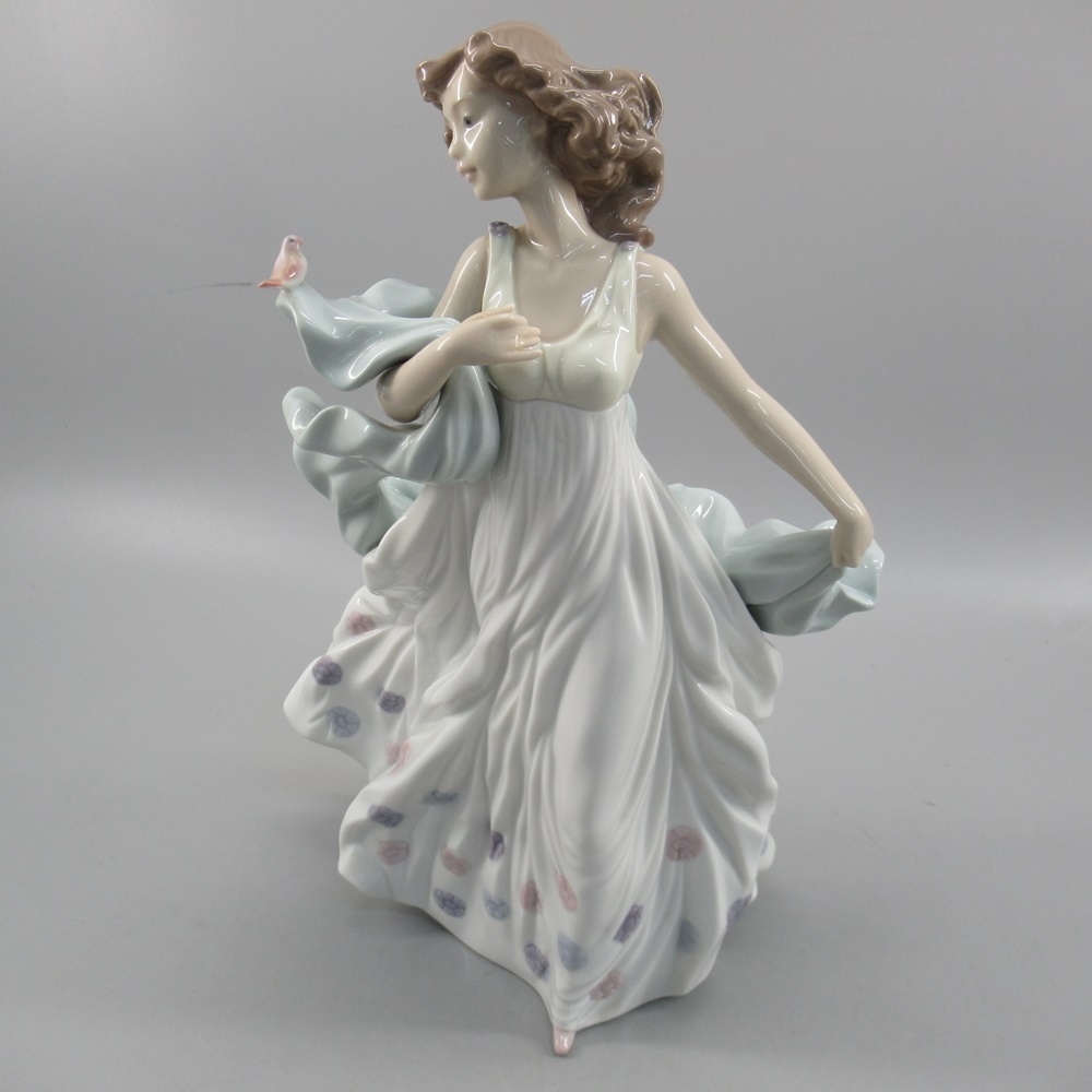 1円〜 Lladro リヤドロ No.6193「夏のセレナーデ」フィギュリン 女性 小鳥 ドレス 236-2699518【O商品】_画像2