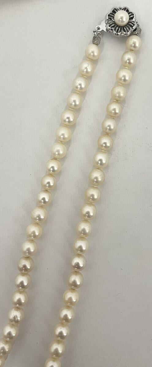アコヤ 本真珠 ネックレス 約6.8-7.1mm珠 約42cm pearl necklace ジュエリー jewelry 金具 シルバー 刻印の画像2