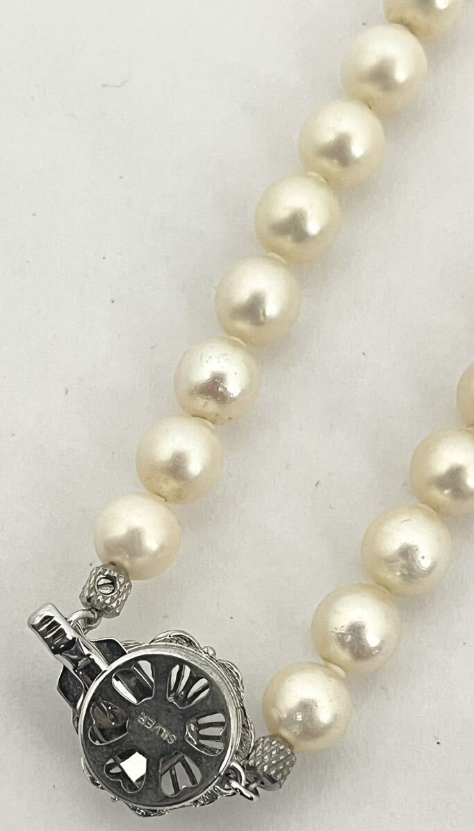 アコヤ 本真珠 ネックレス 約6.8-7.1mm珠 約42cm pearl necklace ジュエリー jewelry 金具 シルバー 刻印の画像4