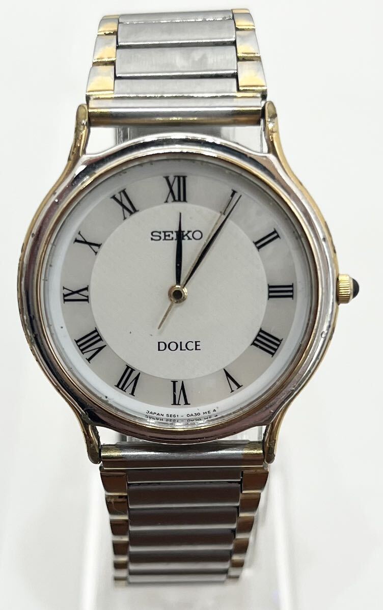 SEIKO DOLCE 5E61-0A20 クォーツ メンズ 腕時計 セイコー ドルチェ シェル文字盤 ローマン文字盤 電池切れ、動作未確認_画像1