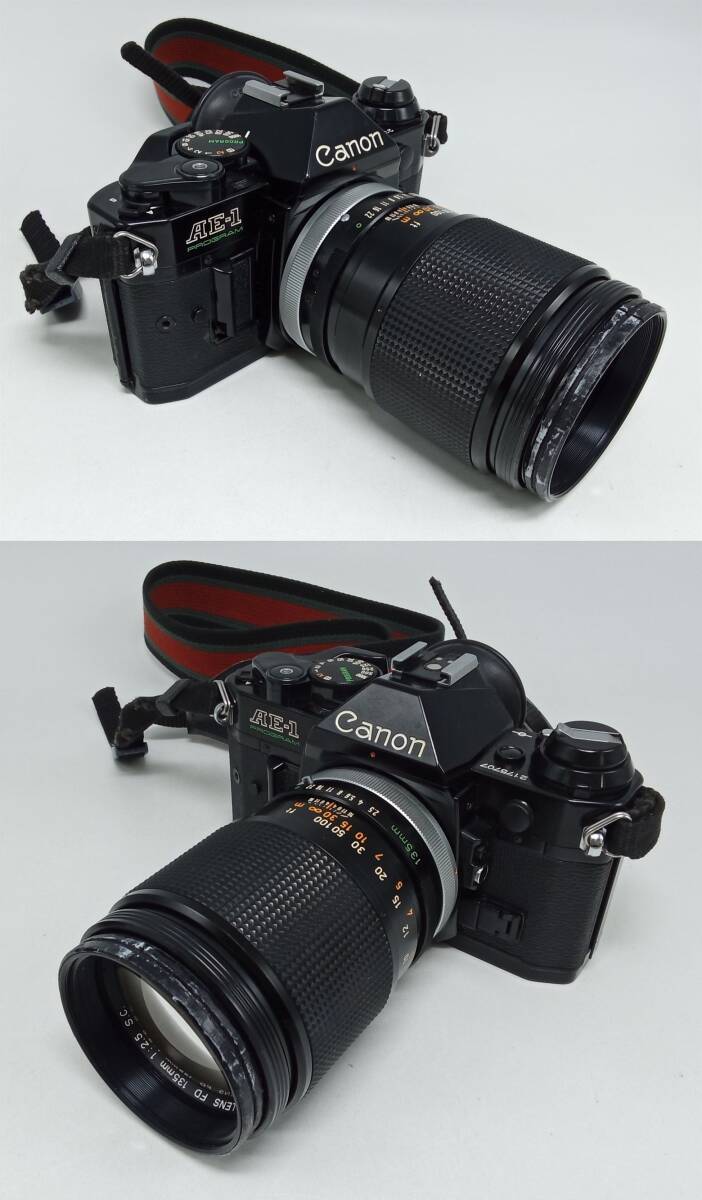 RR35♪＜動作/精度未確認＞フィルムカメラ ジャンク CANON キャノン AE-1 レンズ CANON LENS FD 135mm 1:2.5 S.C. 現状品♪_画像3